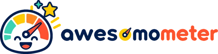 AwesomOmeter logo: a smiling gauge beside the word awesomometer